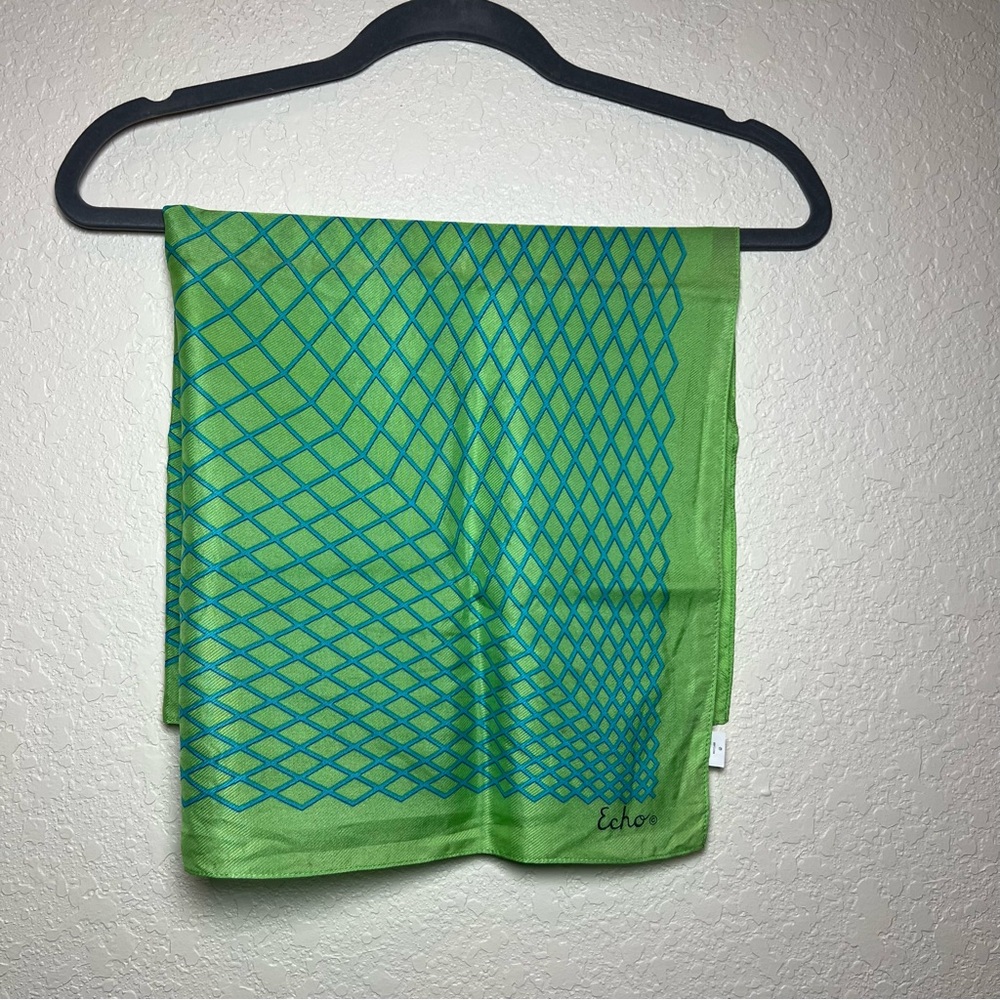 Echo vintage retro colorful bold geometric diamond grid square silk scarf